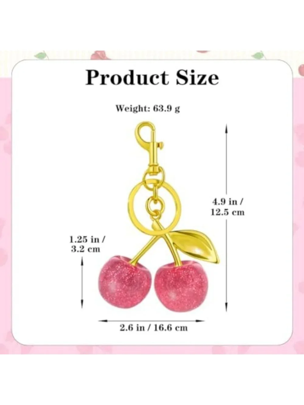 Charming Glitter Cherry Keychain Set - Bling Gold & Silver Handbag Accessories
